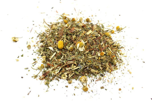 Alt Tag: Chamomile Artisan Tea Blend – 1 KG loose herbal tea blend with chamomile flowers, yarrow and St. John’s wort, 1 kg
