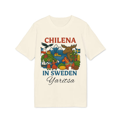 Chilena Sweden Personalized With Name 100% Organic Cotton T-Shirt with “Chilena in Sweden” graphic and custom name Yaritsa