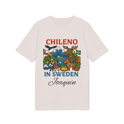 Chileno Sweden Personalized With Name 100% Organic Cotton T-Shirt with "Chileno in Sweden" graphic and custom name Joaquin