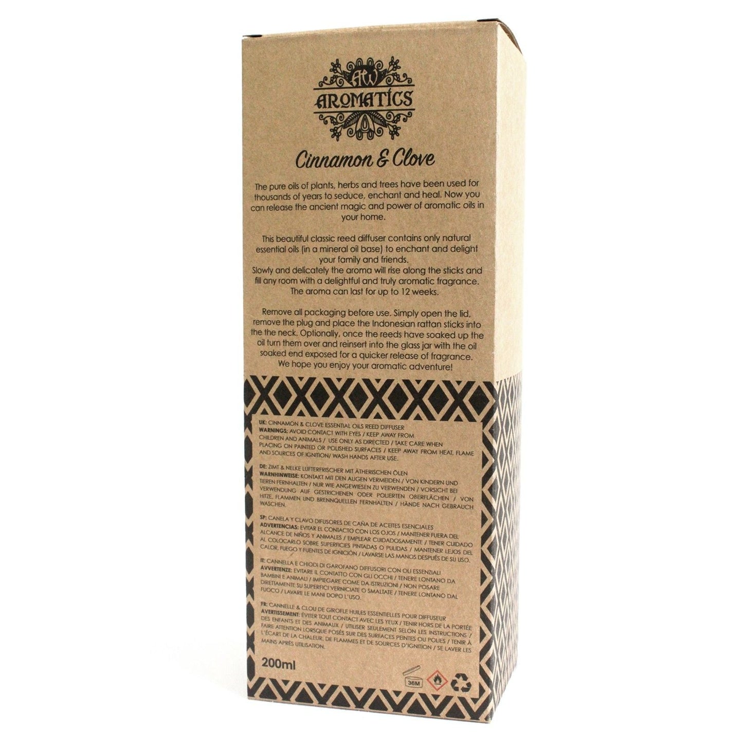 Zimt- & Nelken-Duftstäbchen-Diffusor – 200ML Aromatics Duftstäbchen-Diffusor-Box, Zimt- und Nelkenduft, 200 ml