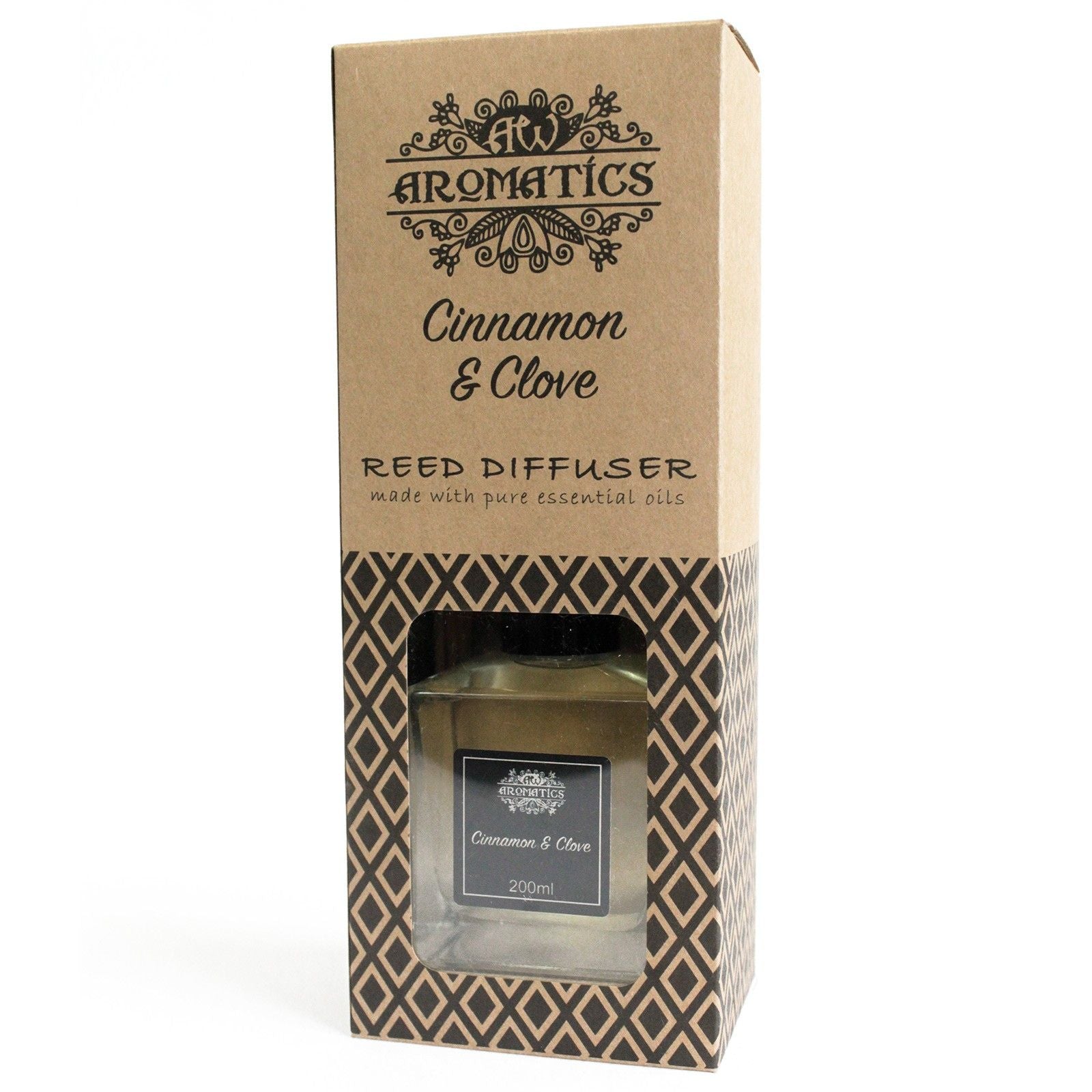 Alt-Tag: Cinnamon & Clove Reed Diffuser – 200ML in Aromatics-Box mit 200-ml-Flakon und Duftstäbchen, Duftnote Zimt und Nelke