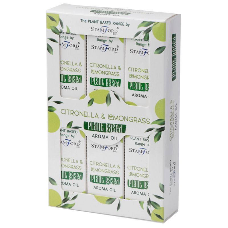 Citronella Lemongrass Aroma Oil – 44G set de 6 botellas plant-based para difusor, fragancia citronella y lemongrass, caja Stamford