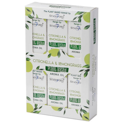 Citronella Lemongrass Aroma Oil – 44G set de 6 botellas plant-based para difusor, fragancia citronella y lemongrass, caja Stamford