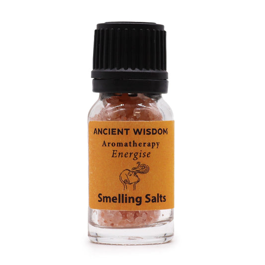 Alt Tag: Citrus Aromaaroma Smelling Salt – 42 G frasco de sales aromáticas con etiqueta Ancient Wisdom Aromatherapy Energise Smelling Salts