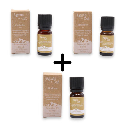 Alt Tag: Citrus Uplift Essential Oil Blends – Set of 3 con tres botellas de aceite esencial y cajas, aroma cítrico para difusor en hogar u oficina