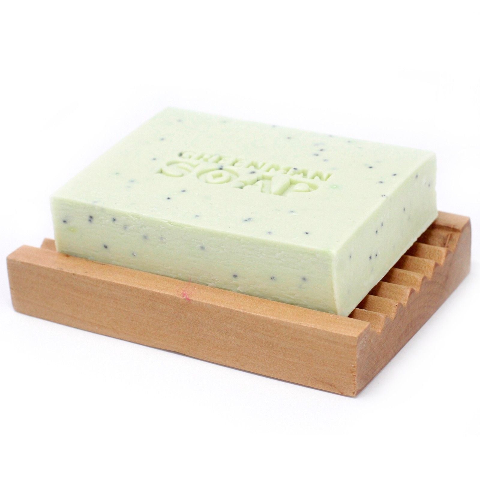 Cleansing Spot Attack Soap Bar – 100G barra de jabón artesanal con aceites esenciales de tea tree y peppermint, sobre jabonera de madera