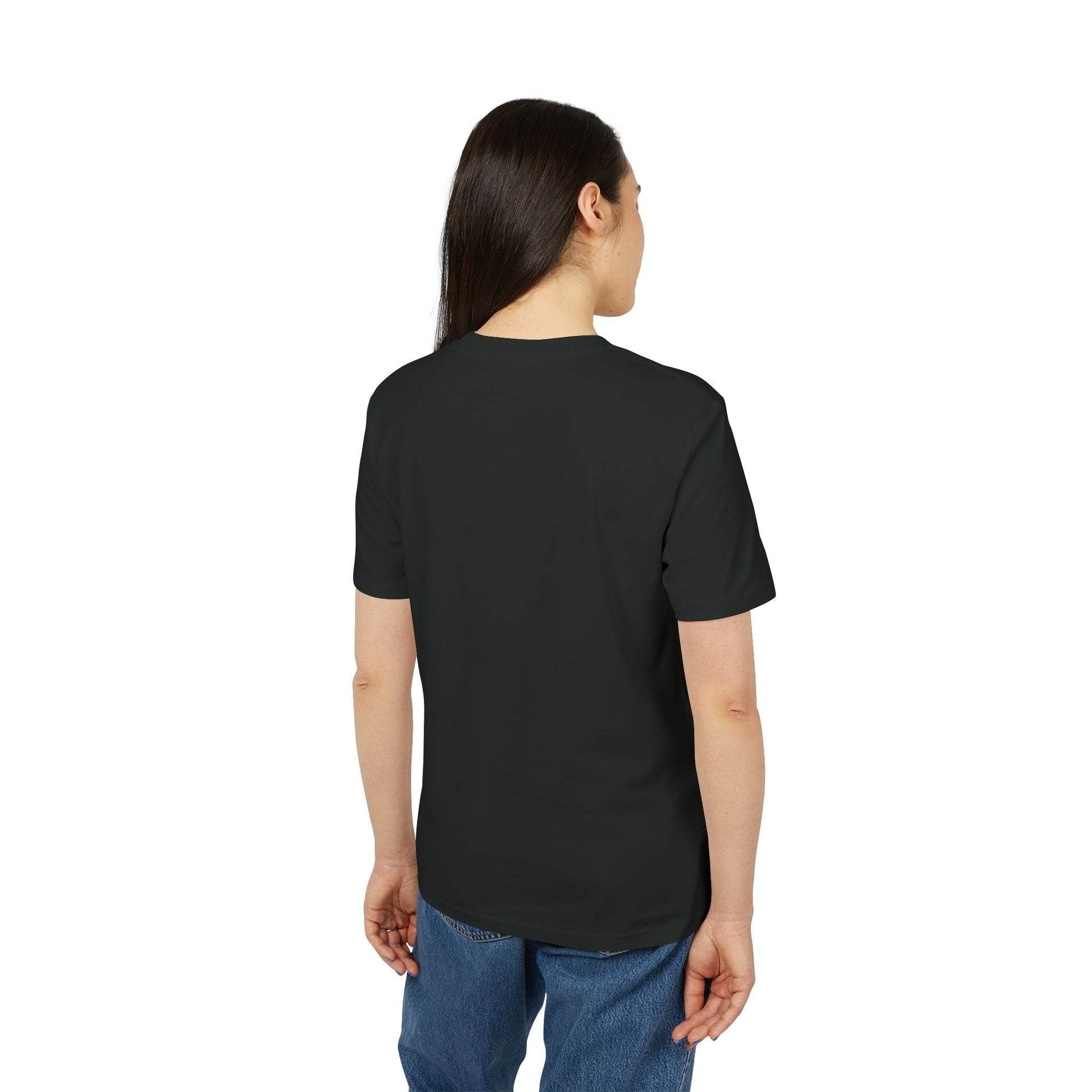 Alt Tag: Cocker Spaniel Personalized Premium Unisex T-Shirt vista trasera, modelo usando camiseta negra personalizada de manga corta