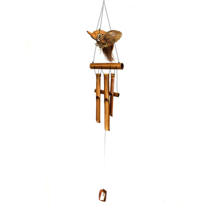 Coconut Bamboo Wind Chime – 1M Owl Design de coco y bambú con tubos colgantes, decoracion para jardin exterior