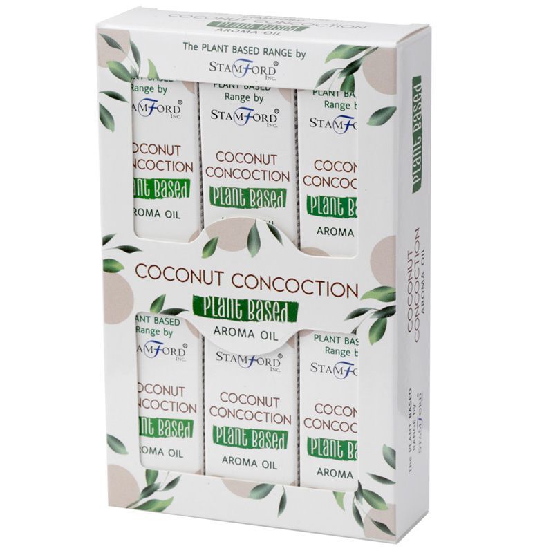 Alt Tag: Coconut Concoction Aroma Oil – 15ML plant-based fragrance oil gift set, coconut scent, 6x2.5x2.5 cm box