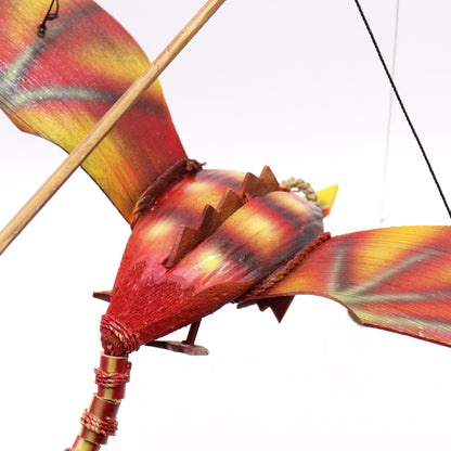Coconut Crafted Dragon Mobile – 37 CM handgjord drakmobil i kokos med röda och gyllene vingar, hantverksmässigt tillverkad hängande dekor