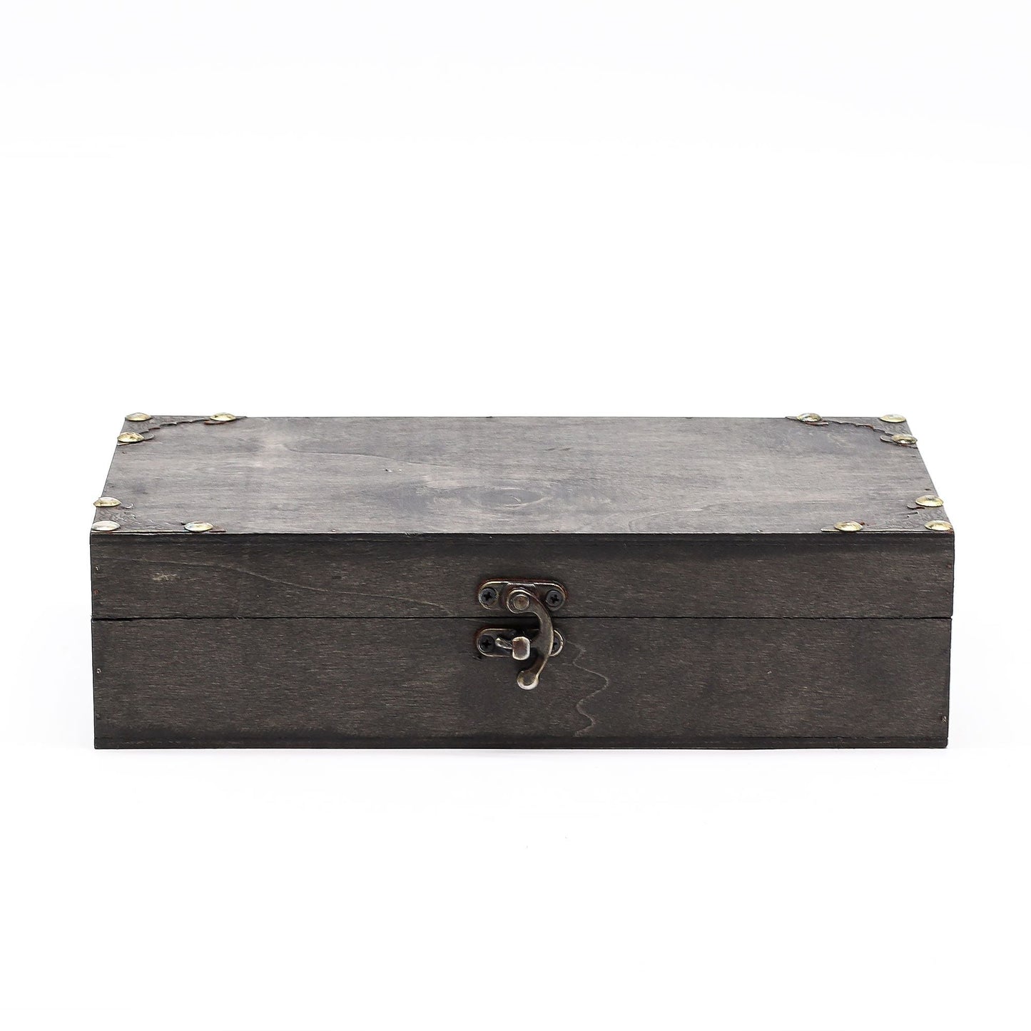 Colonial Charm Vintage Box – Grau, 26x14.5x6.8 CM graue MDF-Vintage-Aufbewahrungsbox mit Metallverschluss, rechteckige Erinnerungs-Geschenkbox