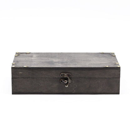 Colonial Charm Vintage Box – Grau, 26x14.5x6.8 CM graue MDF-Vintage-Aufbewahrungsbox mit Metallverschluss, rechteckige Erinnerungs-Geschenkbox
