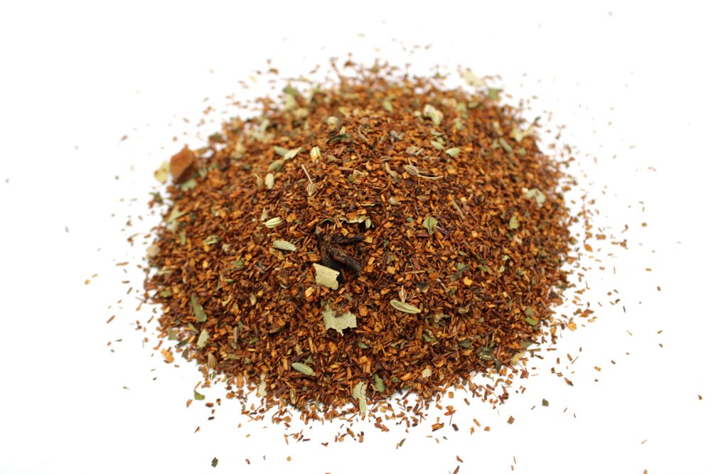 Comforting aroma for everyday routines. artisan loose leaf herbal tea blend, dried herbs and spices mix on white background