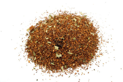 Comforting aroma for everyday routines. artisan loose leaf herbal tea blend, dried herbs and spices mix on white background