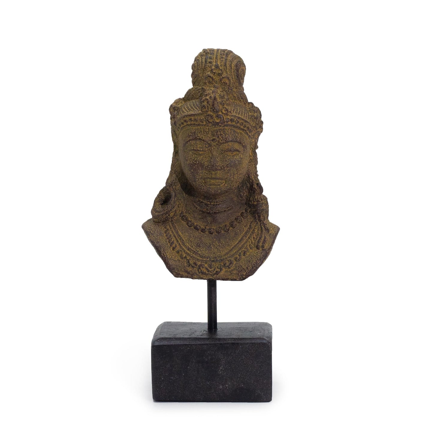 Alt-Tag: Java-Prinzessinnenstatue aus Beton – 25x11x11 CM, dekorative Büste einer Java-Prinzessin aus Beton auf schwarzem Sockel