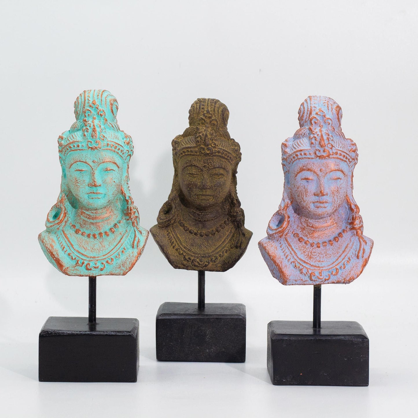 Beton-Java-Prinzessinnenstatue – 25x11x11 CM, Prinzessinnen-Büste aus Beton und Holz als Deko auf Standfuß, in drei Farbvarianten erhältlich