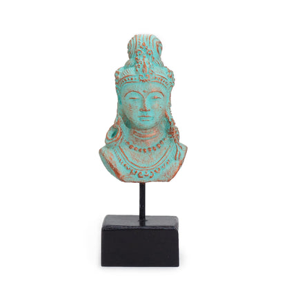 Alt Tag: Estatua de princesa Concrete Jempinis – busto de princesa de 25x11 CM con acabado verde cobrizo sobre base negra, estatua decorativa de concreto y madera Jempinis