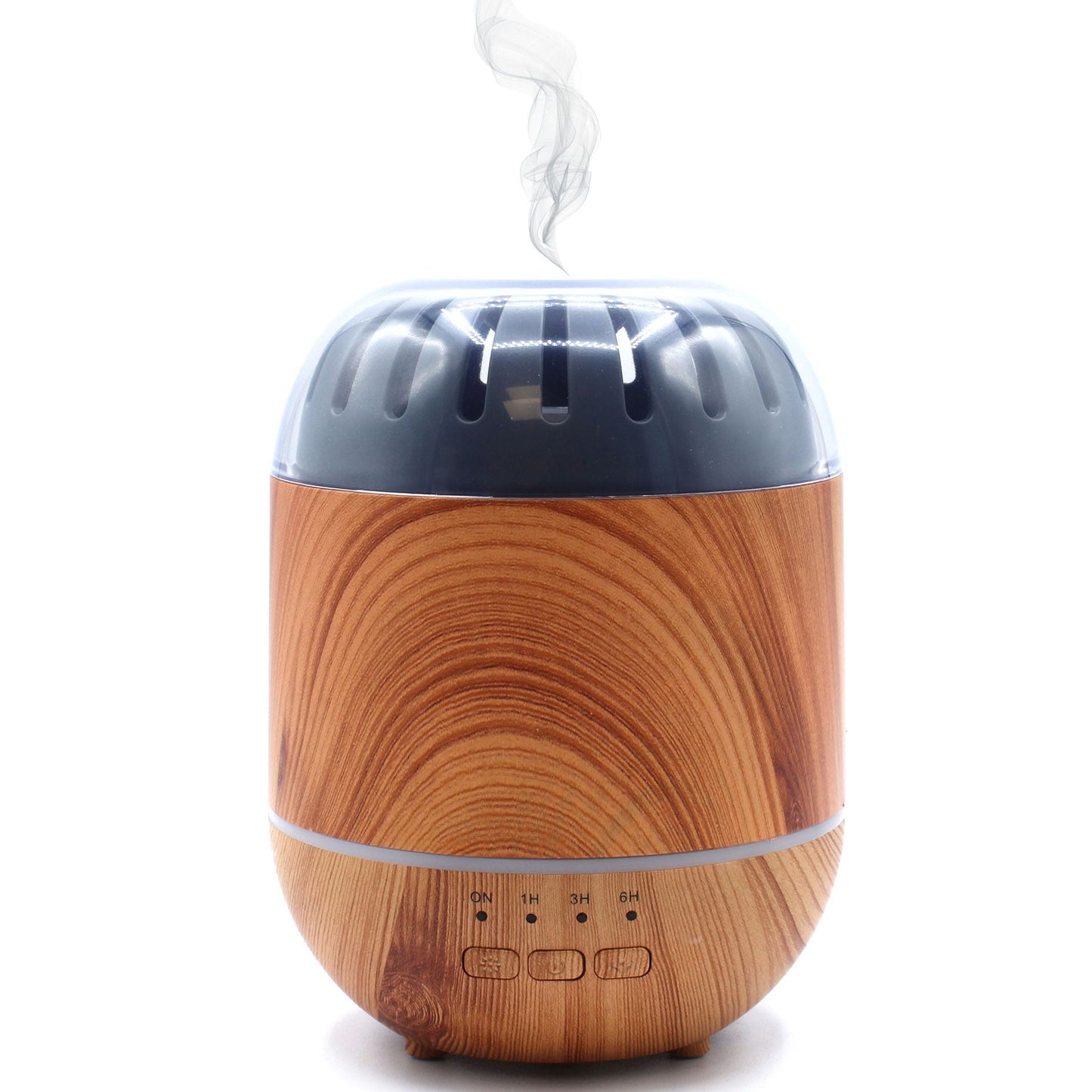 Alt Tag: Copenhagen Atomiser – USB – Colour Change – Timer ultrasonic essential oil diffuser with wood grain finish, misting and timer buttons
