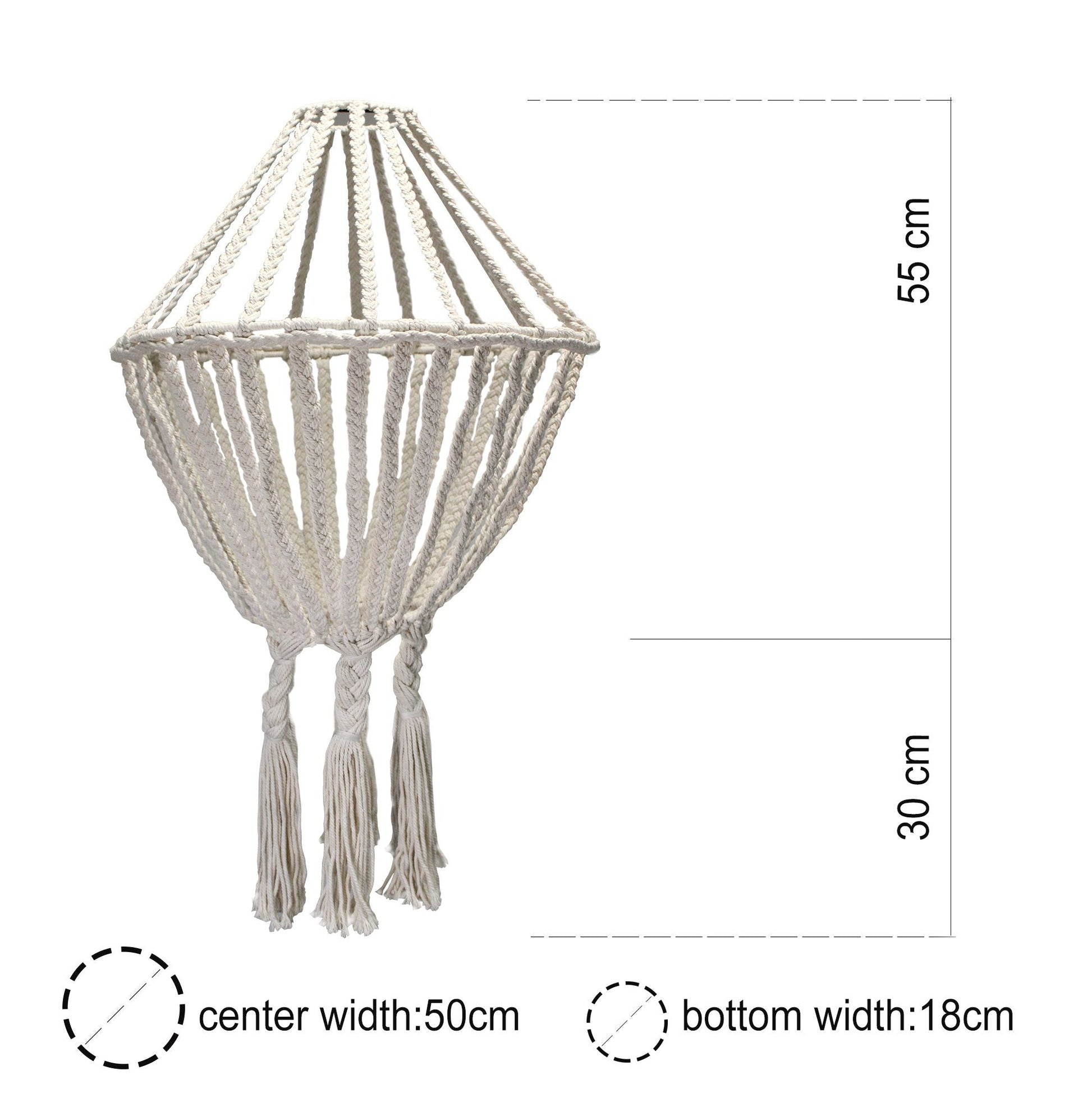 Cotton Macrame Chandelier – Large 85x50 CM natural cotton boho chandelier, center width 50cm, bottom width 18cm, height 55cm