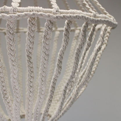 Cotton Macrame Chandelier – Large 85x50 CM close-up of handmade natural cotton macrame cords, boho chandelier detail