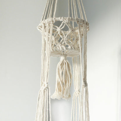 Alt Tag: Cotton Macrame Pot Holder – Double Hanger, 100% natural cotton double plant hanger with braided knots and tassel