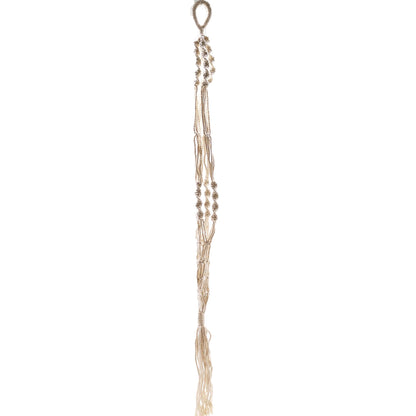 Alt Tag: Cotton Macrame Pot Holder – Large 90x15 CM, extra-long handcrafted cotton macrame plant hanger with loop, beige, on white background
