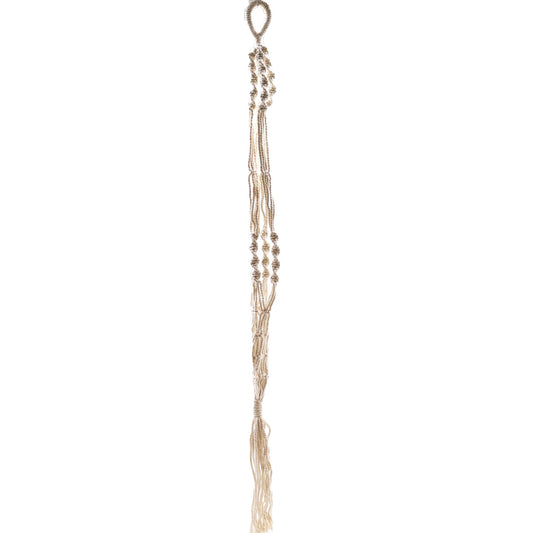 Alt Tag: Cotton Macrame Pot Holder – Large 90x15 CM, extra-long handcrafted cotton macrame plant hanger with loop, beige, on white background
