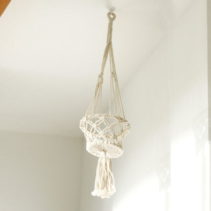 Cotton Macrame Pot Holder – Single Small 75x7 CM colgador de macramé de algodón beige para maceta pequeña, colgado del techo