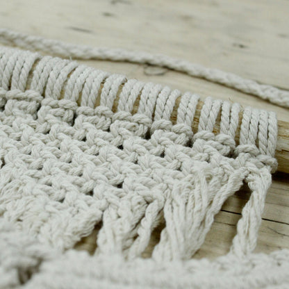 Väggbonad i bomullsmakramé – 60x40 CM, detaljrikt makraméväv i naturlig bomull med fransar, boho-stil för väggdekoration
