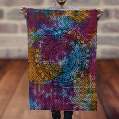 Alt Tag: Cotton Mandala Elephant Wall Art – 78x112 CM colorful cotton wall hanging with intricate mandala pattern and elephant motifs
