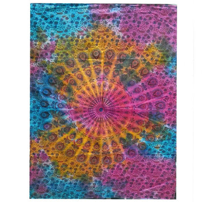 Alt-Tag: Baumwoll-Mandala-Wandkunst – 78x112 CM, Baumwolltapete mit handgefertigtem, mehrfarbigem Mandala, indisches Wanddesign