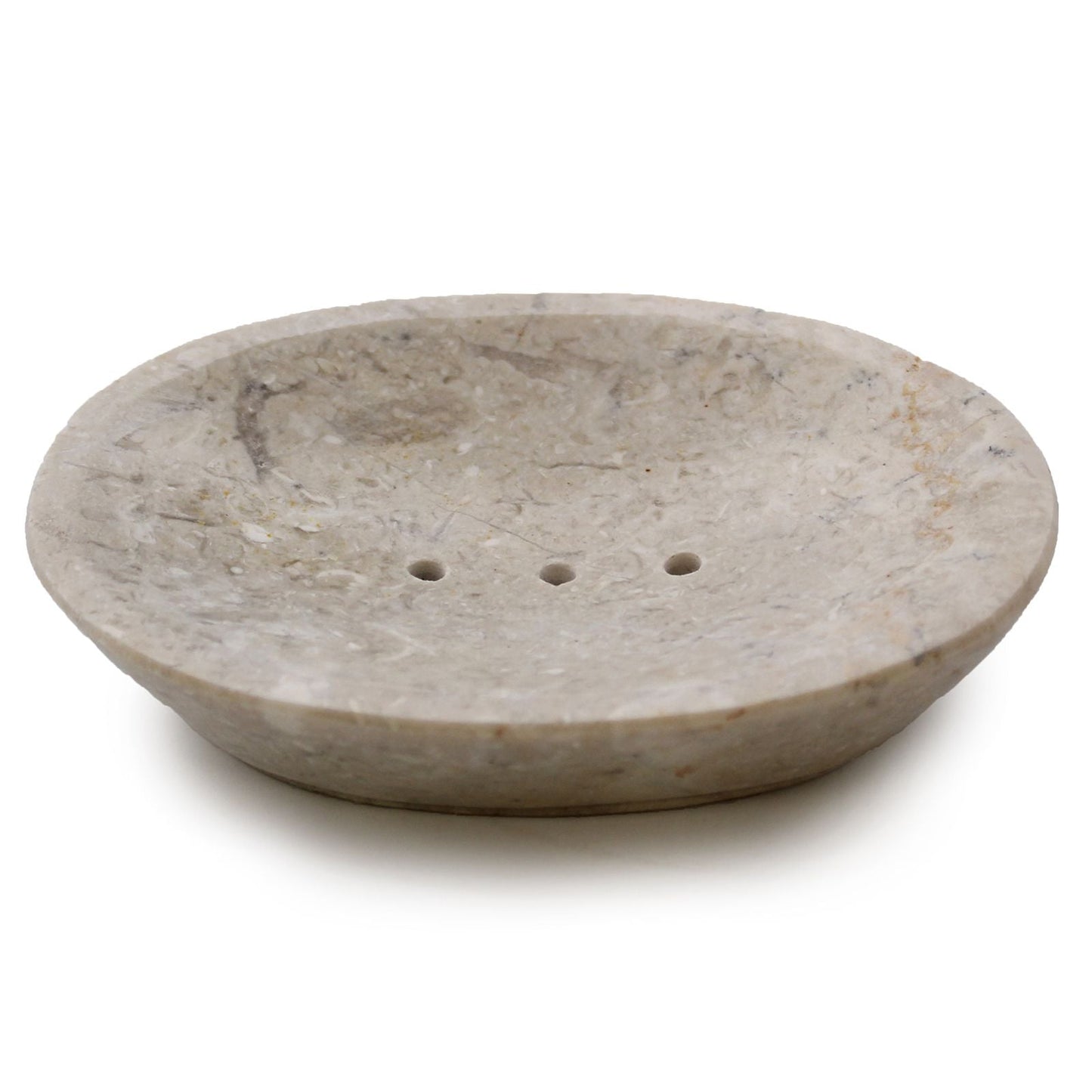 Alt Tag: Cream Marble Oval Soap Dish – 12CM, cream marble oval soap dish with drainage holes, 12 cm bathroom accessory
