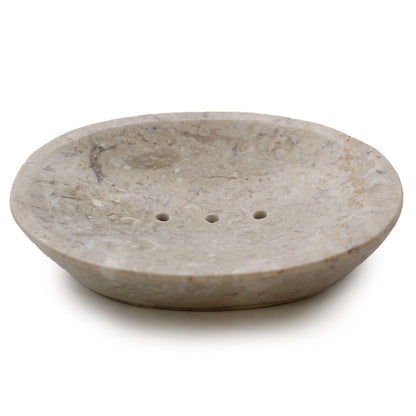 Alt Tag: Cream Marble Oval Soap Dish – 12CM, cream marble oval soap dish with drainage holes, 12 cm bathroom accessory