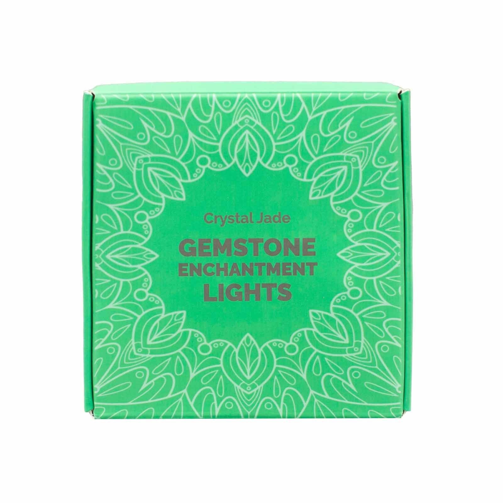 Crystal Jade Gemstone Enchantment Lights – Decorative String green product box packaging with floral pattern and label