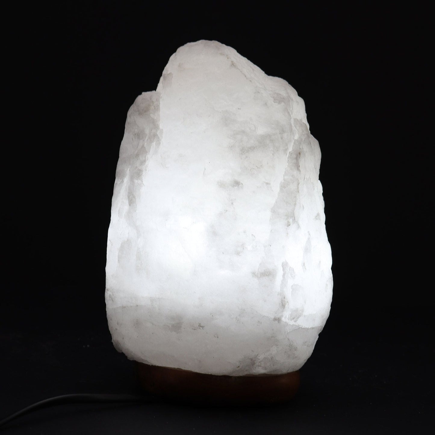 Crystal Rock Himalayan Salt Lamp with Base – Approx. 2–3 KG, natural hand-carved salt crystal lamp on base, softly lit