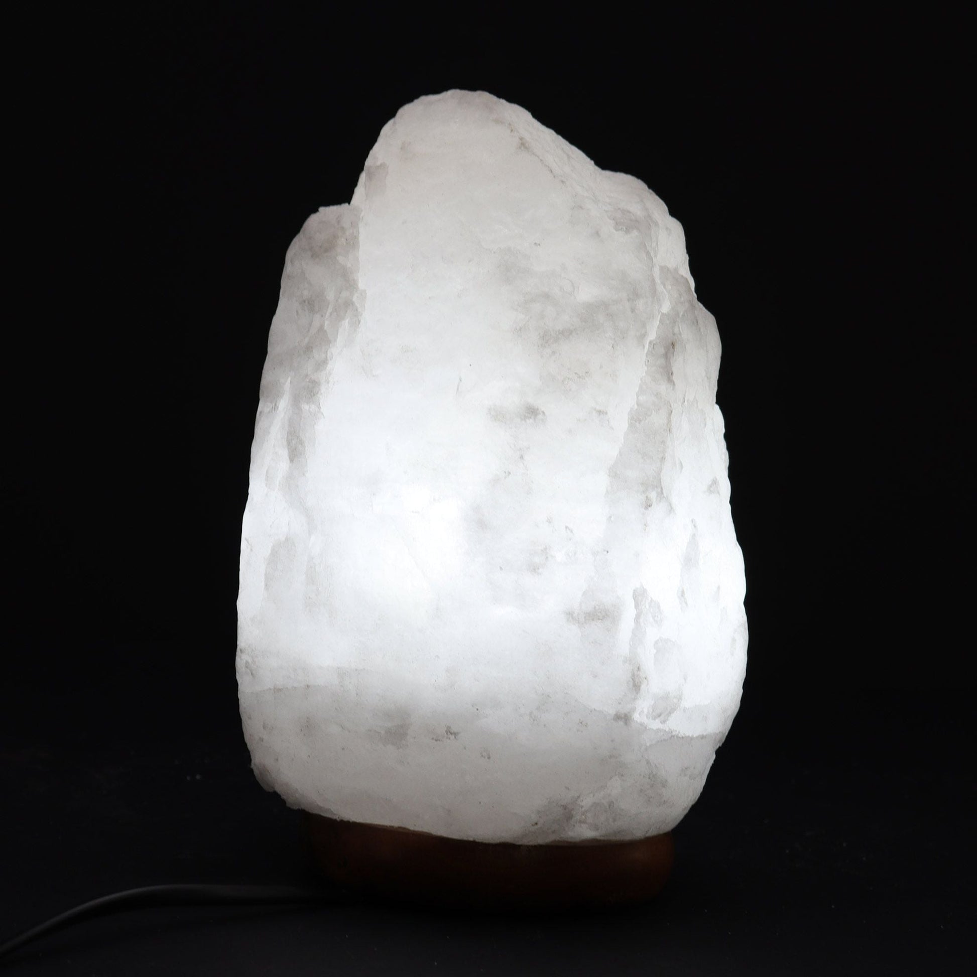 Crystal Rock Himalayan Salt Lamp with Base – Approx. 2–3 KG, natural hand-carved salt crystal lamp on base, softly lit