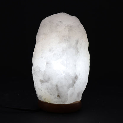 Himalayasaltlampa i kristallform med fot – ca 3–5 KG glödande lampa i naturlig saltkristall på träfot, varmt stämningsljus