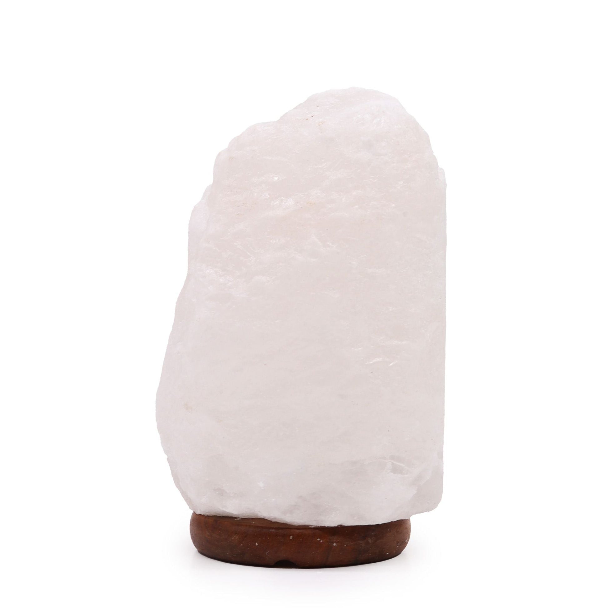 Crystal Rock Himalayasaltlampa med bas – ca 3–5 kg vit kristallsaltlampa på träbas