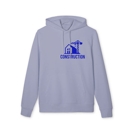 Tu propio logo estampado en la parte frontal Empresas y Organizaciones Sudadera con capucha Premium Unisex sudadera con capucha gris claro con logo de construcción azul estampado en la parte frontal