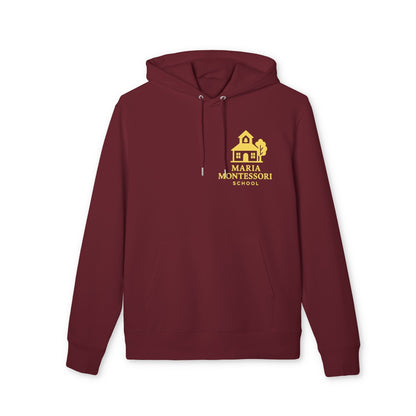 Impresión de tu propio logo en el frente para empresas y organizaciones, hoodie Premium Unisex, burdeos, pulóver de algodón orgánico con impresión del logo en el frente