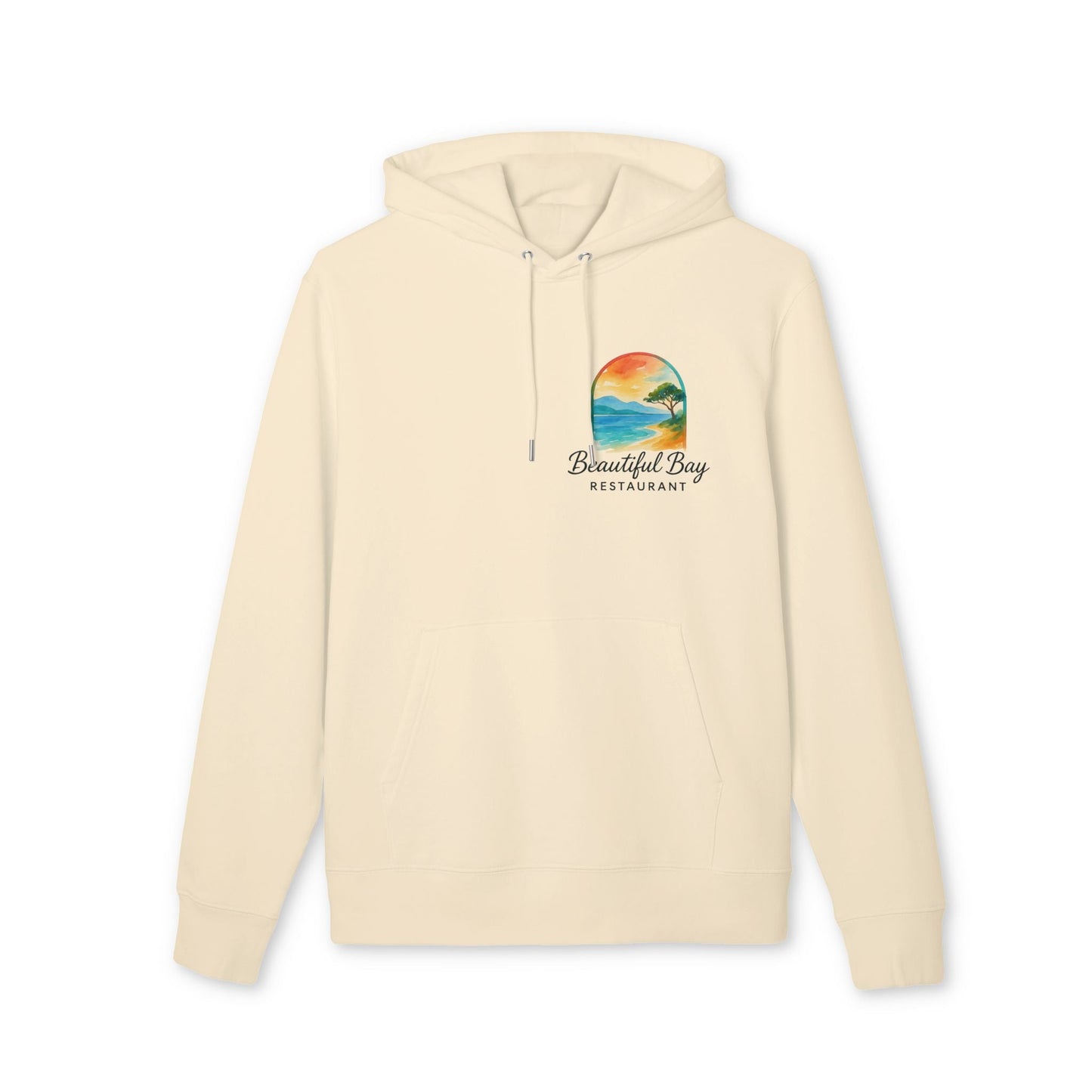 Tu Propio Logo Impreso en el Frente Empresas y Organizaciones Sudadera con Capucha Premium Unisex, sudadera con capucha de algodón orgánico con logo impreso en el frente, crema