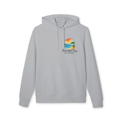 Alt Tag: Tu propio logo estampado en el frente para empresas y organizaciones Hoodie premium Unisex en gris con estampado de logo frontal