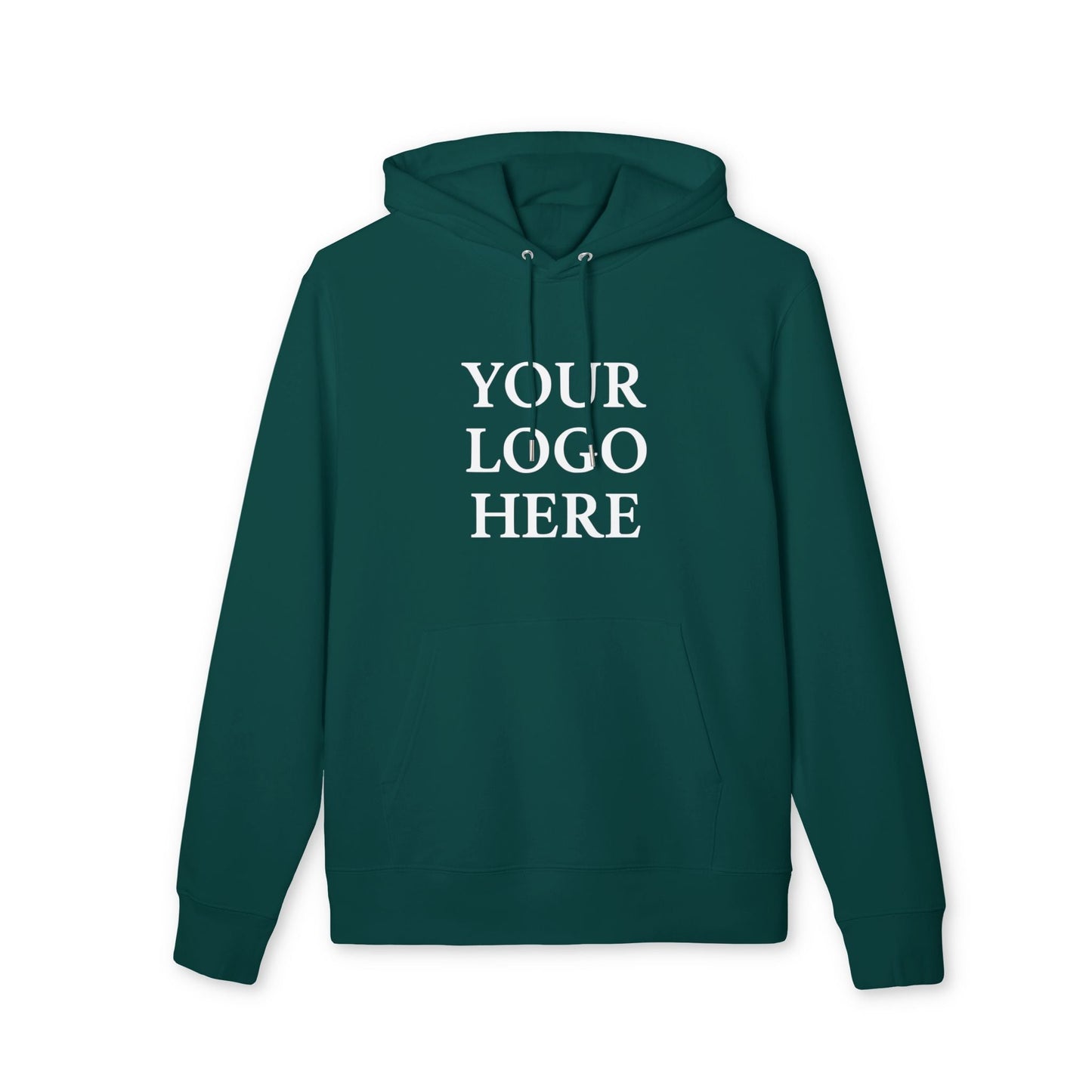 Tu Propio Logo Impreso en el Frente para Empresas y Organizaciones Hoodie Premium Unisex pulóver verde con área frontal para impresión del logo