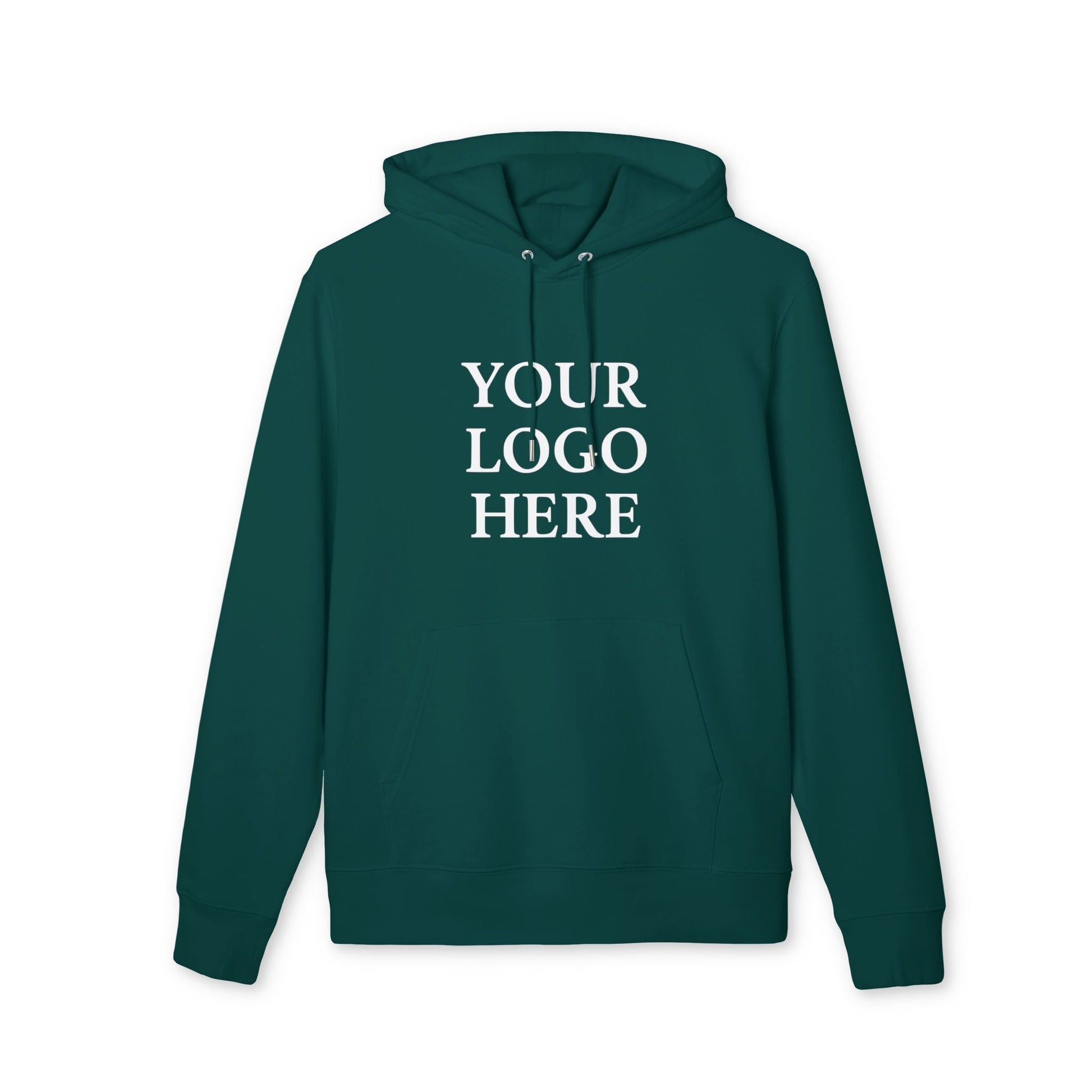 Tu Propio Logo Impreso en el Frente para Empresas y Organizaciones Hoodie Premium Unisex pulóver verde con área frontal para impresión del logo