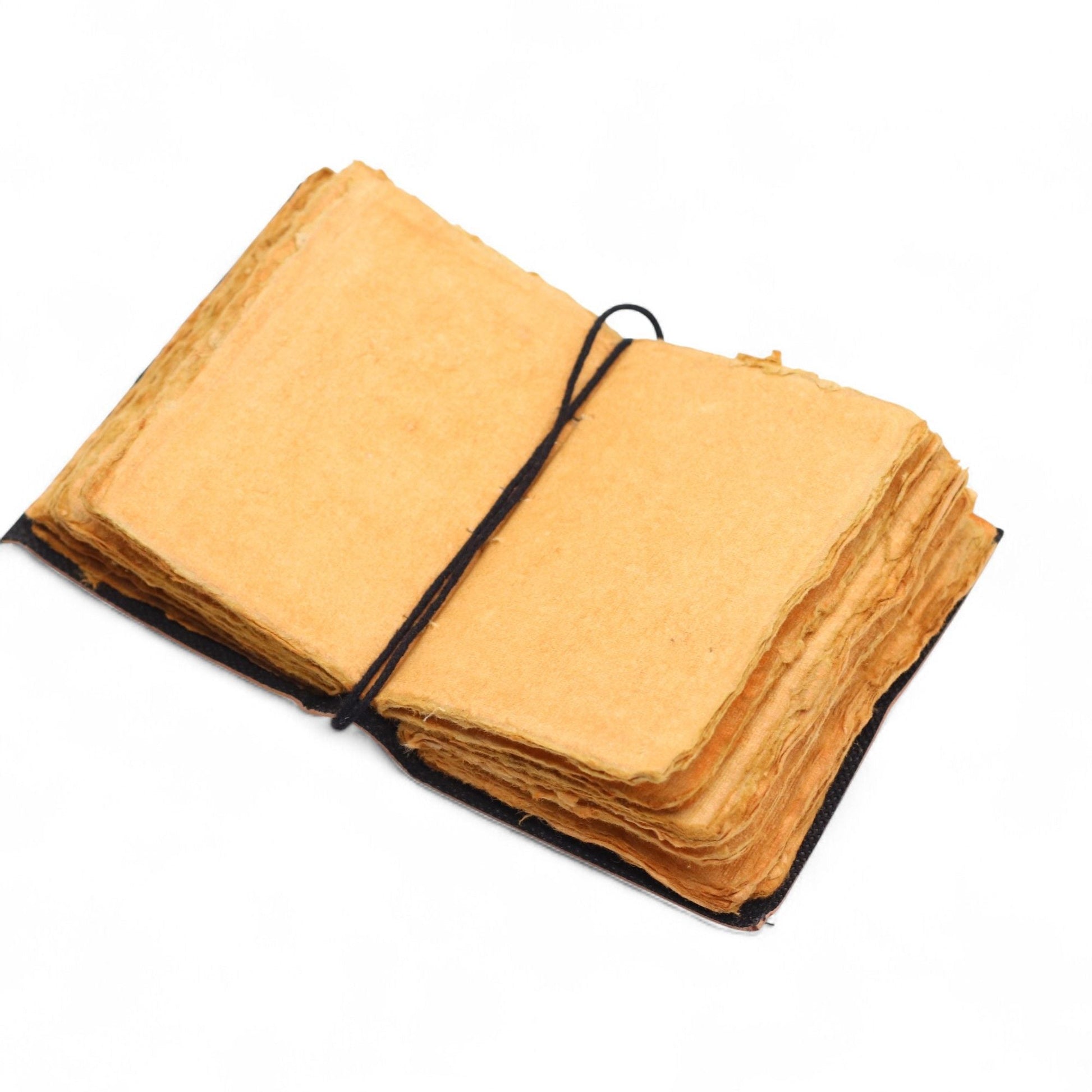 Deckled Edge Leather Notebook – 9x13 CM - The Stories I Tell Myself with thick deckled pages and leather cover, tied with cord