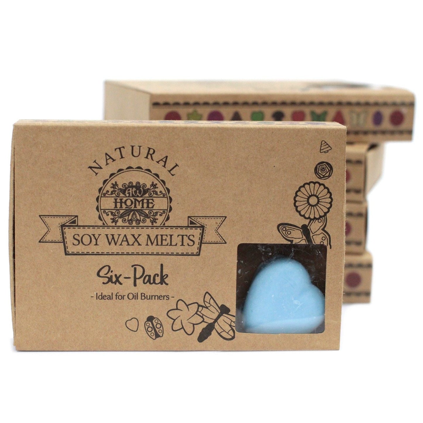 Alt Tag: Dewberry Luxury Wax Melts Gift Set – 6 Pieces soy wax melts six-pack in natural kraft gift box, ideal for oil burners