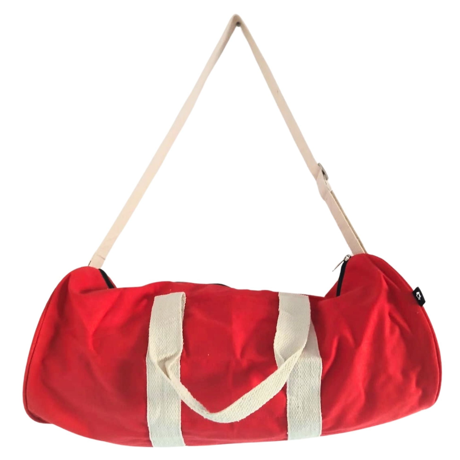 Don’t Quit Gym Bag i 100 % bomull – Maroon - Red Color, röd bomullsduffel med vita handtag och justerbar axelrem