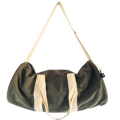 Don’t Quit 100% Cotton Gym Bag – Olive, bolsa de gimnasio de algodón color oliva con correa ajustable y asas dobles