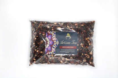 Alt Tag: Druid's Forest Artisan Tea Blend – 1 KG bolsa de té artesanal con mezcla de frutos rojos, etiqueta Artisan Tea