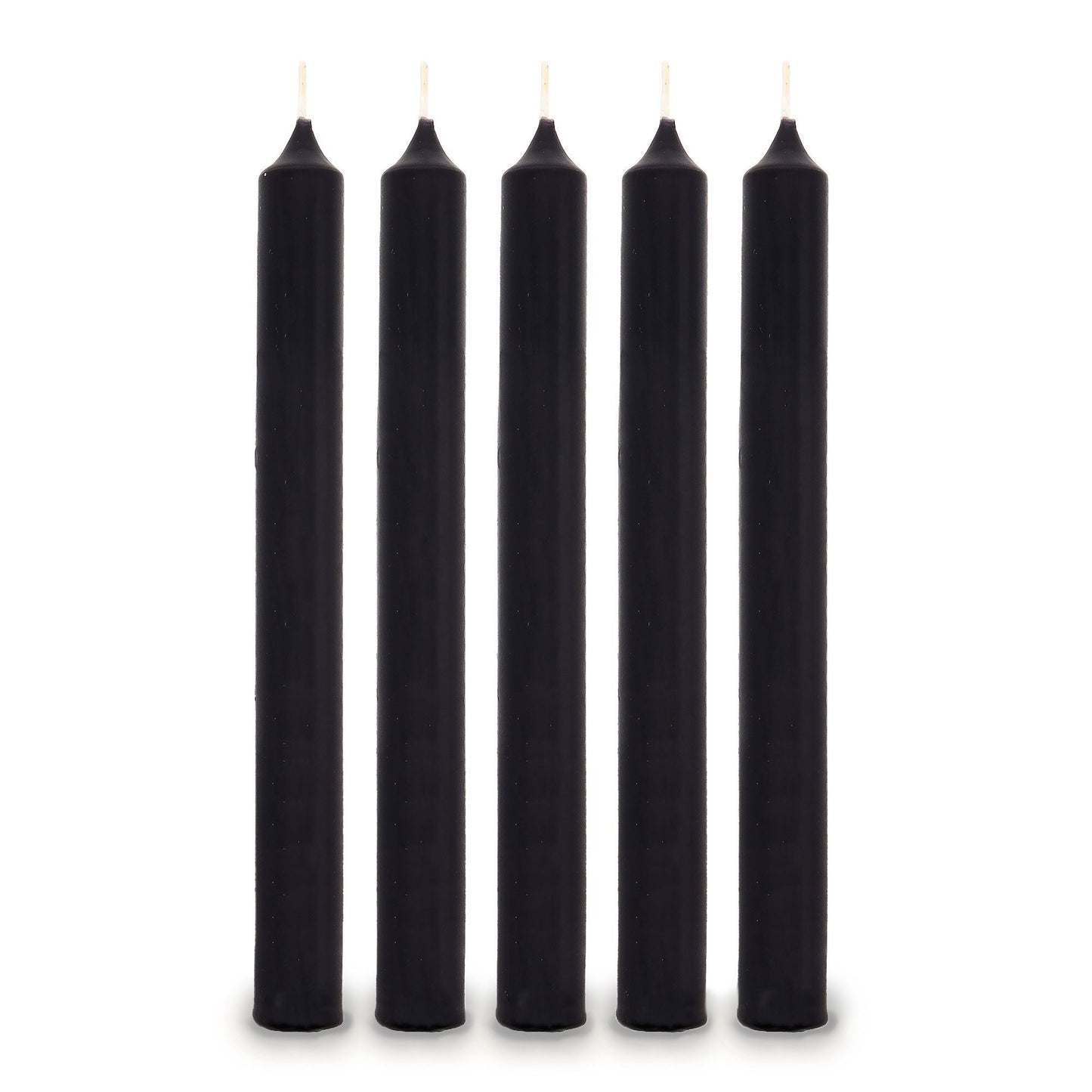 Elegant Black Dinner Candles – Bulk Pack of 100, black taper dinner candles standing upright with smooth finish